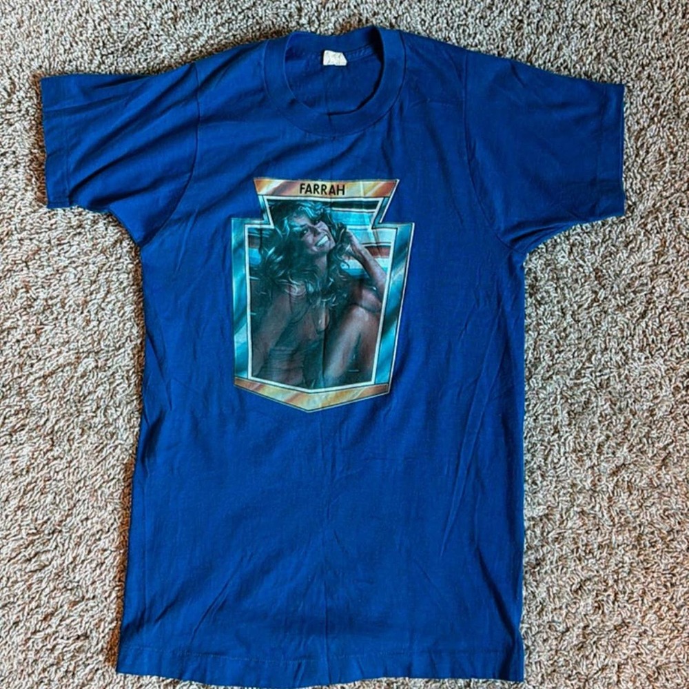 70s farrah fawcett iron on vintage t shirt